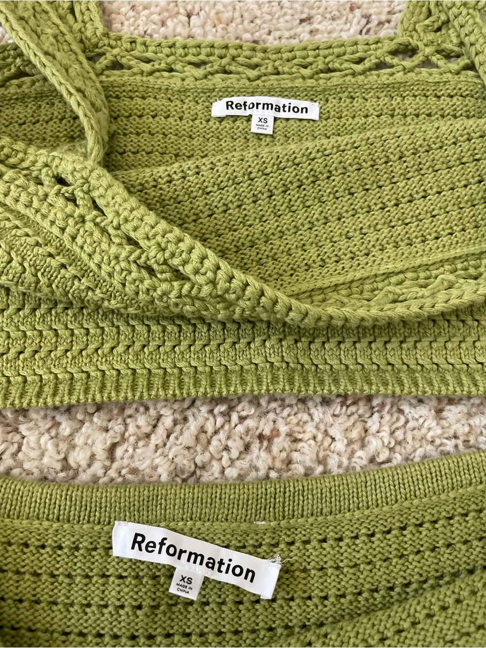 NWOT Reformation Max Open Knit Two Piece, Olive Knit Midi Skirt and Top- Size XS - Picture 11 of 11